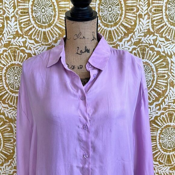 NWT LIONESS Not Your Average Shirt in Purple Oversized Button Down size XS - Picture 4 of 9